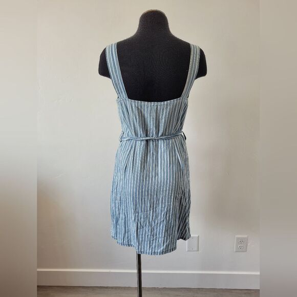 Urban Bliss 100% Cotton Striped Pinafore Dress Seersucker Retro Festival Size 6 - Picture 4 of 9